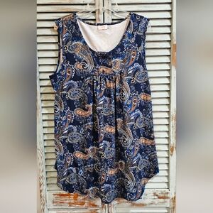 HALIFE PAISLEY TANK TOP Womens Large Multicolor Sleeveless Scoopneck Stretch